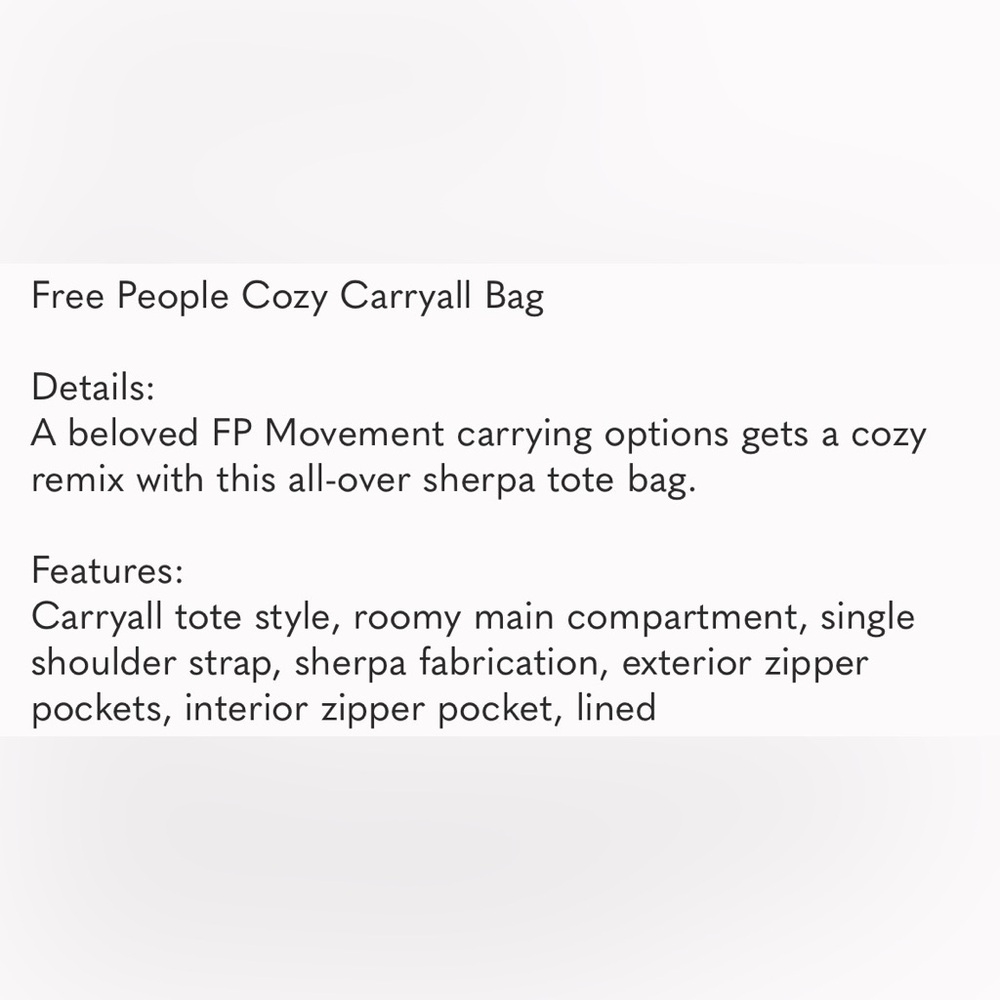 NWT Free People FP Movement Cozy Carryall Gray - Picture 6 of 6